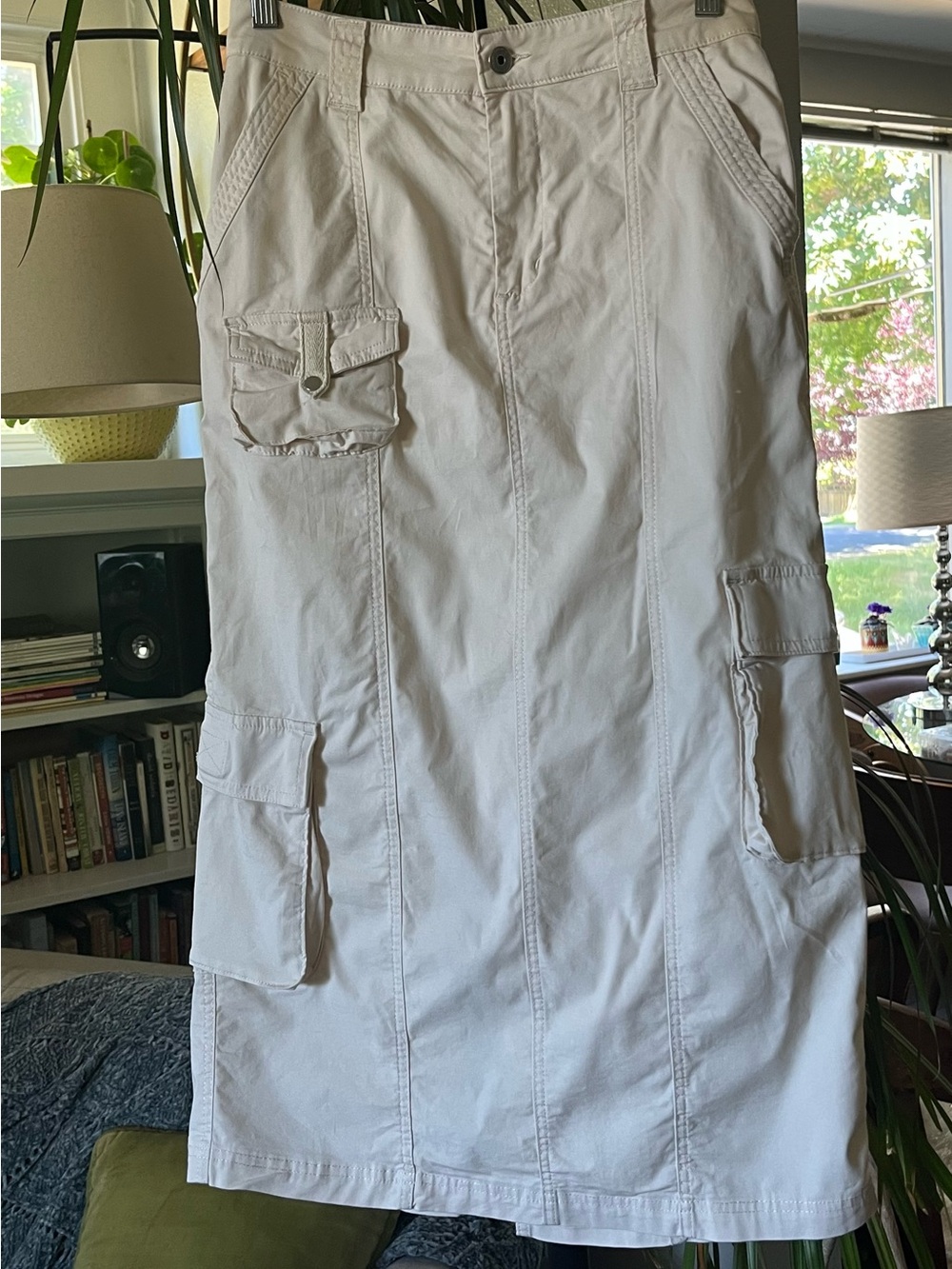 Cotton On Cream Cargo Pocket Midi Skirt Size 4
